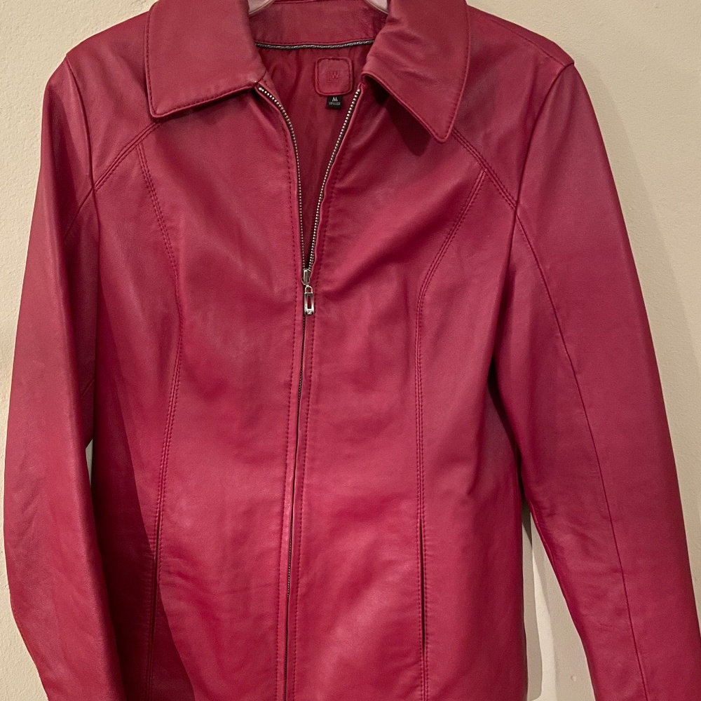 Red Leather Bomber Jacket